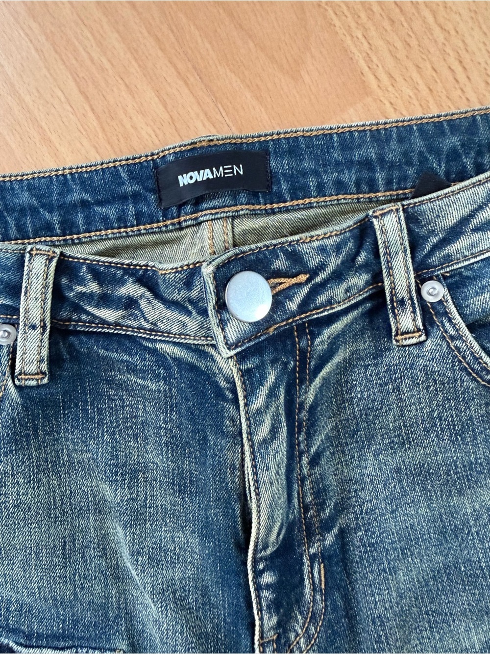 Men's Nova Men - Distressed Blue Cargo Pocket Jeans -Size 34 - Picture 2 of 4